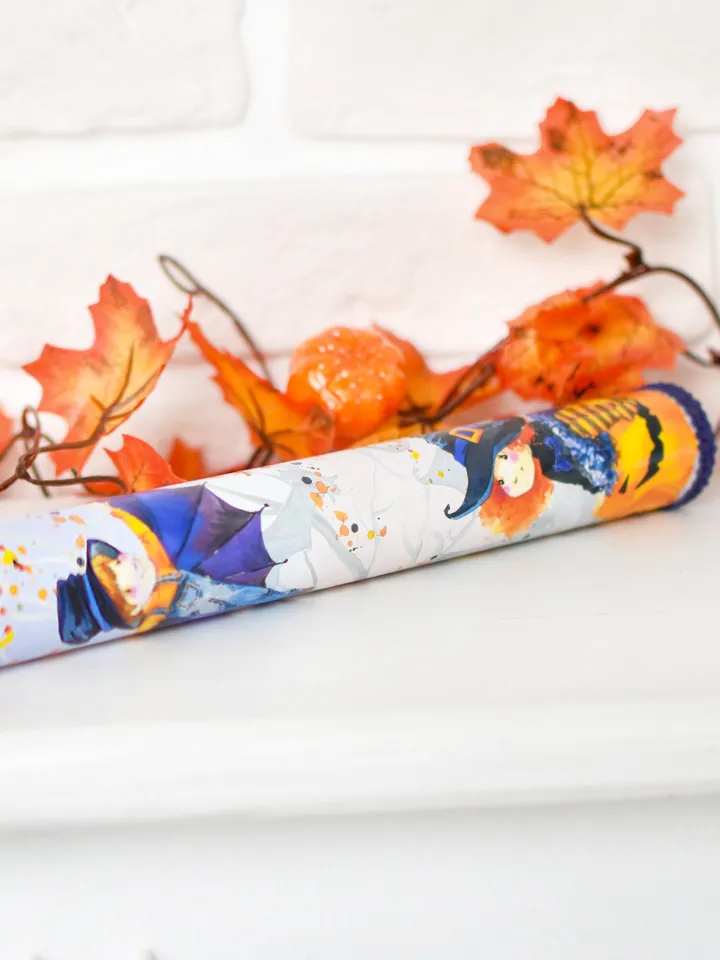 Kaleidoscope as Halloween gift witn baby witch decor. Funny roommate gift or Self gift for stress relief.
