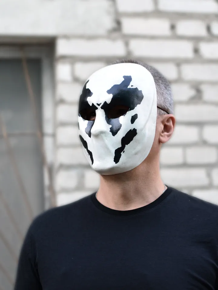 Rorschach cosplay mask. Rorschach mask for Cosplay costume of Watchmen. Halloween mask.