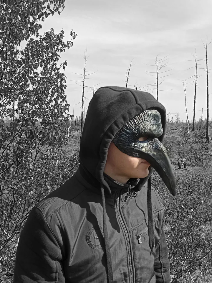Cosplay masks for halloween costume men. Bird skull face mask. Crow mask. Black raven mask.