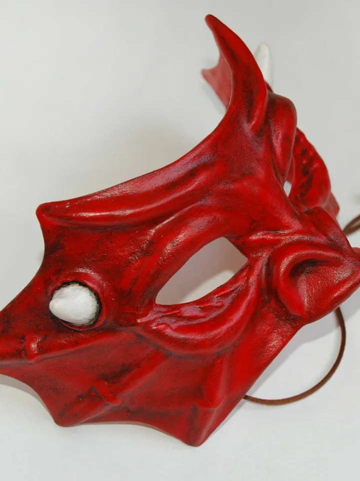 Red masquerade dragon mask, dragon age cosplay mask custom cosplay venetian mask for dragon costume adult.