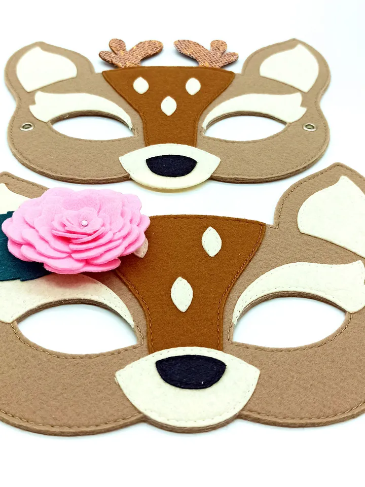 Fawn kids mask for girls deer costume. Deer masquerade mask. Cute animal girls mask for Halloween costume.