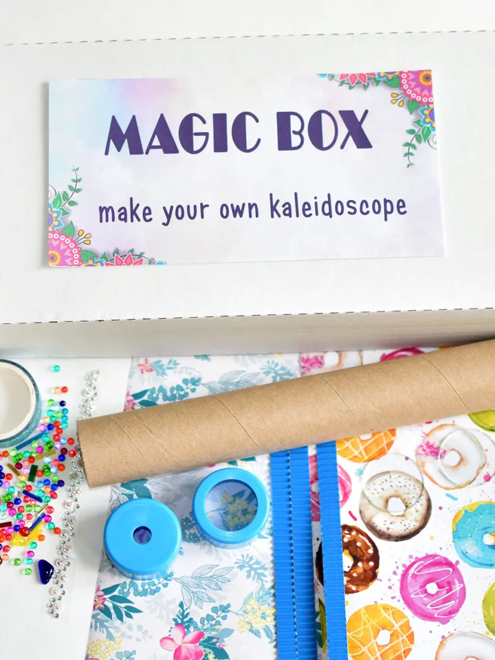 Mystery box with DIY adult craft kit kaleidoscope. Diy kits for adults and kids science kit. Stim toy & Adhd toys.