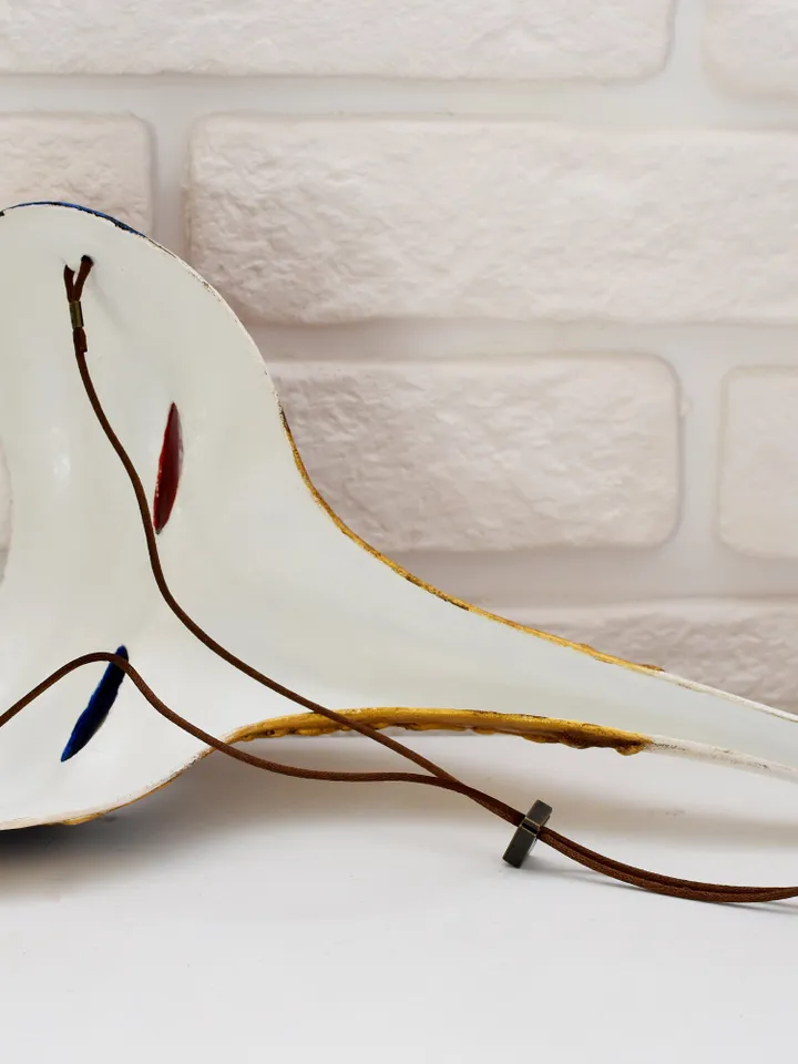 Plague doctor half red masquerade mask, masquerade ball Venetian mask to historical costume.