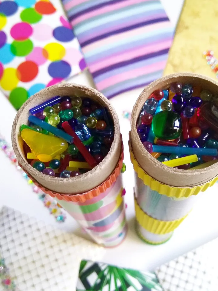 DIY craft kit kaleidoscope. Activity box for adults. Adhd toys. Stim toy with color glass and real mirror.