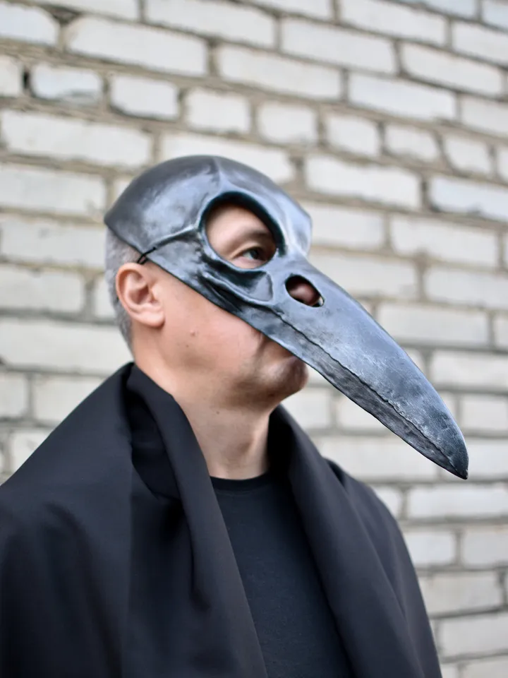 Post apocalyptic cosplay face mask for halloween costume. Bird skull mask. Raven skull face mask for men. Crow mask.