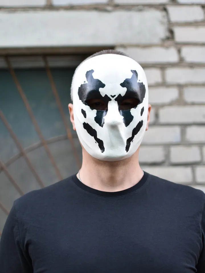 Rorschach cosplay mask. Rorschach mask for Cosplay costume of Watchmen. Halloween mask.