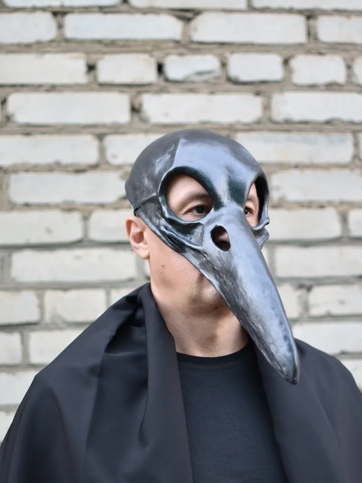 Post apocalyptic cosplay face mask for halloween costume. Bird skull mask. Raven skull face mask for men. Crow mask.