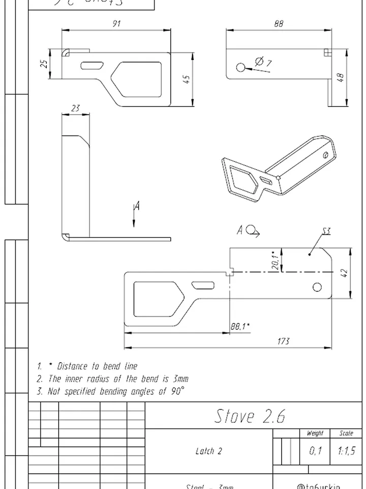 Welding Project Plans Drawings Stove 2 (DXF, PDF)