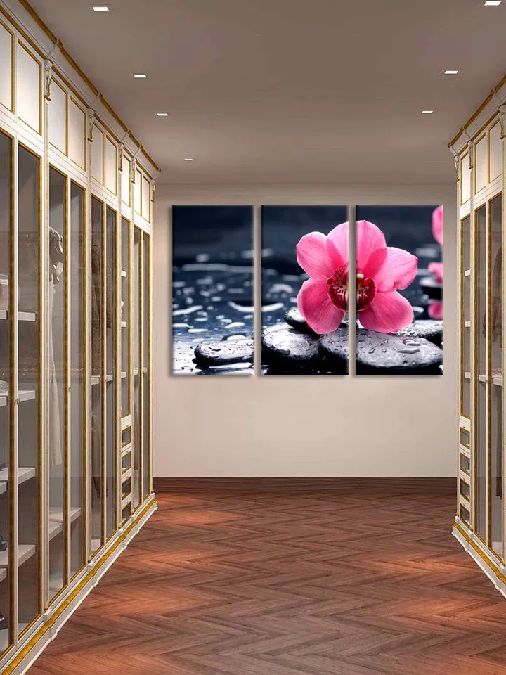 ORCHID WALL ART Zen Canvas Spa print Beauty Salon Decor Stones prints Orchid Canvas Art Floral Wall Print meditation art Yoga art botany art