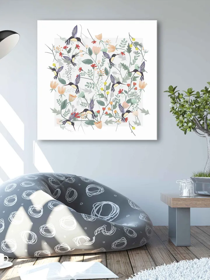 Colibri Drawing print art, Hummingbird botanical Illustration, Bird Art Print, Canvas Hummingbirds set Home Decor, birds illustration print