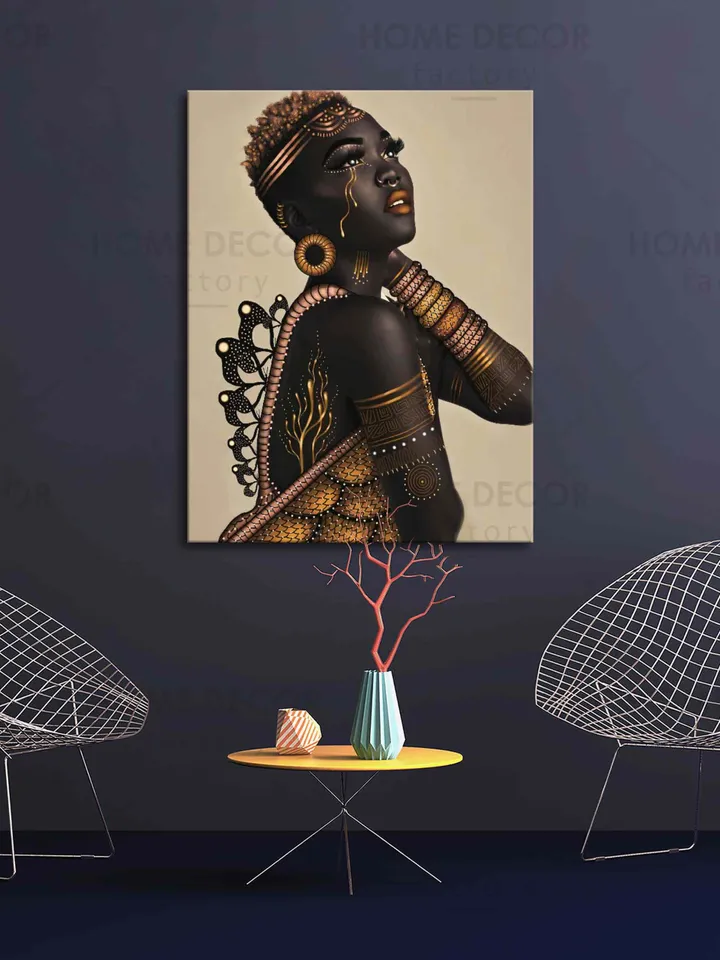 Afro Queen Wall art Modern Black African Woman Canvas Wall Art Black Girl Black poster Abstract African Girl Canvas African Art Wall Art