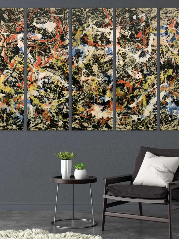 Abstract Canvas Print, Modern Wall Decor, Jackson Pollock Style Wall Art, Reproduction Print Midcentury modern wall art Convergence
