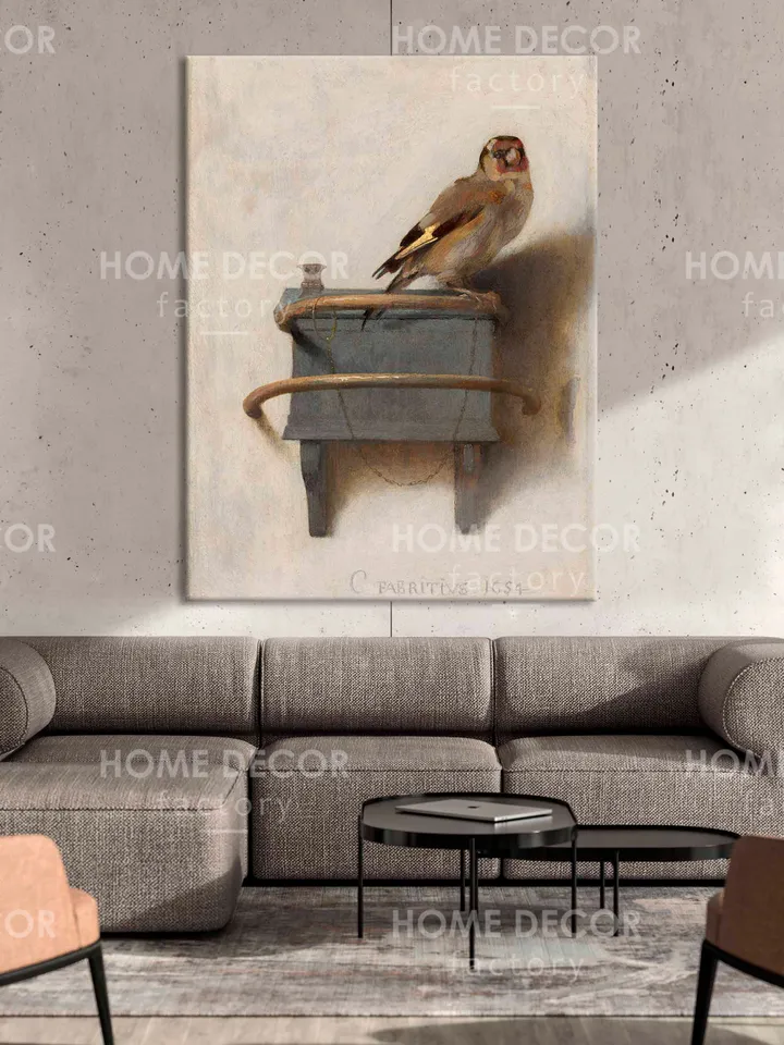 The Goldfinch by Carel Fabritius Canvas print, Goldfinch Giclee Canvas art The Goldfinch. by Carel Fabritius, 1654, antique bird art prints