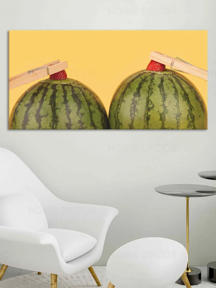 Bright Watermelon canvas print art, Fruit Art Print, erotic fruits, erotic Watermelon, funny fruit wall art, funny picture watermelon boobs
