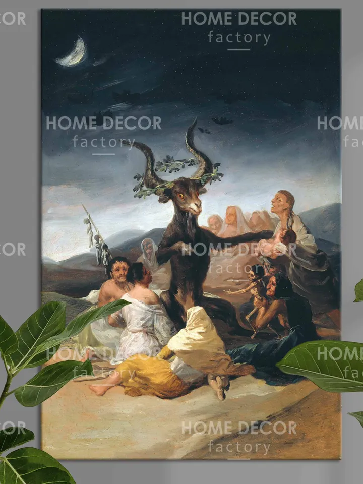 Witches Of Sabbath Francisco Goya Print Poster Dark art print, creepy demon old painting Francisco Goya reproduction macabre, vintage art