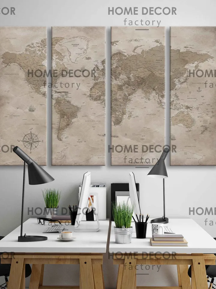 Personalized Modern Travel Map Wall Art, World Map Personalized Canvas, Travel Gift Rustic Travel Map, Modern Map Ready to hang,Canvas print
