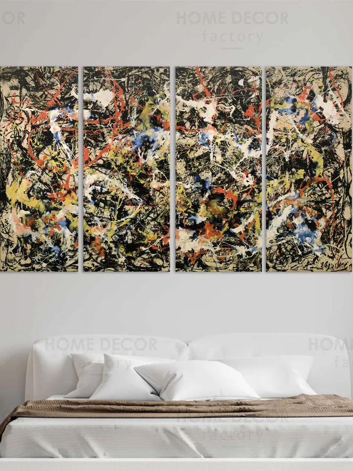 Abstract Canvas Print, Modern Wall Decor, Jackson Pollock Style Wall Art, Reproduction Print Midcentury modern wall art Convergence