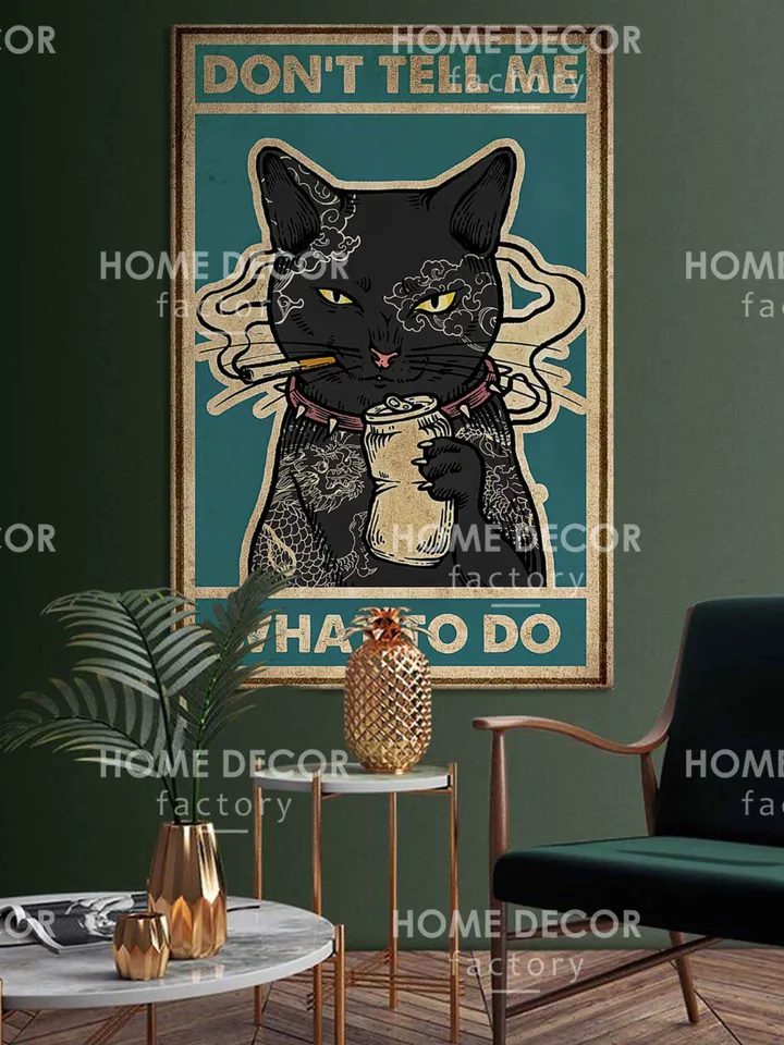 Vintage Ad Cat Poster, Don't Tell Me What To Do, Angry Cat, Wall Art Poster Print, Black cat poster, Cat lovers gift, Ready To Hang, Art