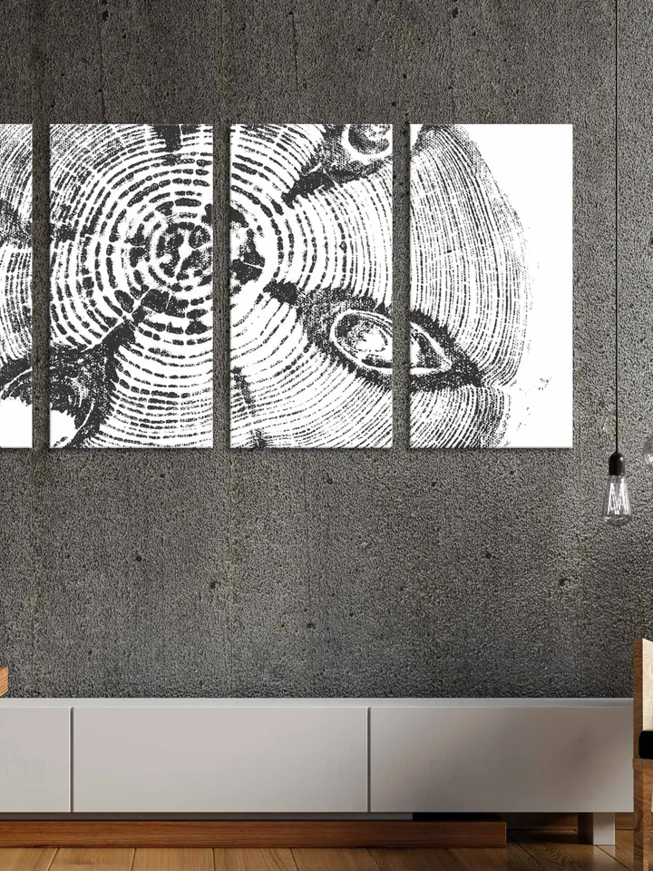 Black and white Minimalist Art Log Slice Cut Log inspired art loft style Large Tree Ring Prints Tree Stump Print Wood Prints Nordic Art