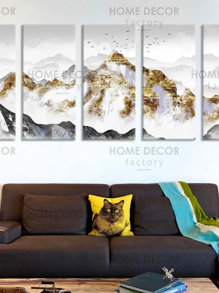 Gold mountains Abstract Canvas Art Wall art Printing Japanese wall art Golden mountains Nature wall artHome Decor mountain art print Zen art