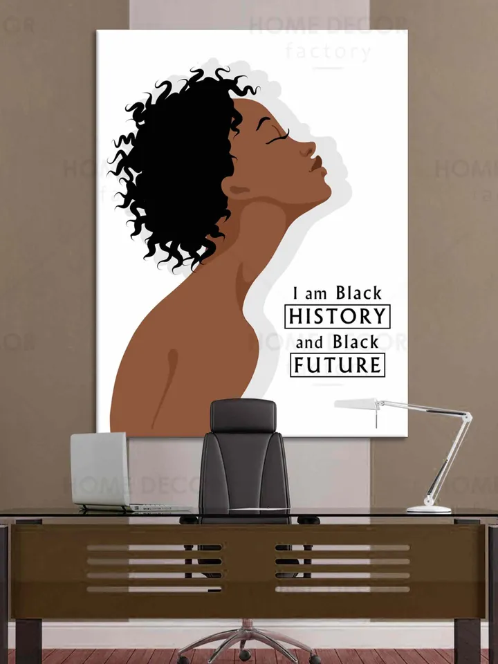 Afro Girl  I Am Black woman History Canvas Wall Art Black Girl Black poster Quote Feminism Poster African American Woman Portrait Poster