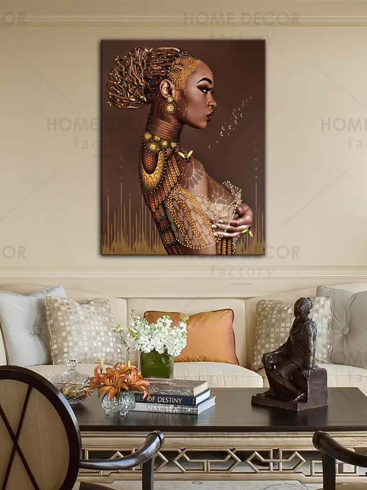 African Black Woman Modern Black African Woman Canvas Wall Art Black Girl Black poster Abstract African Girl Canvas African Art Wall Art