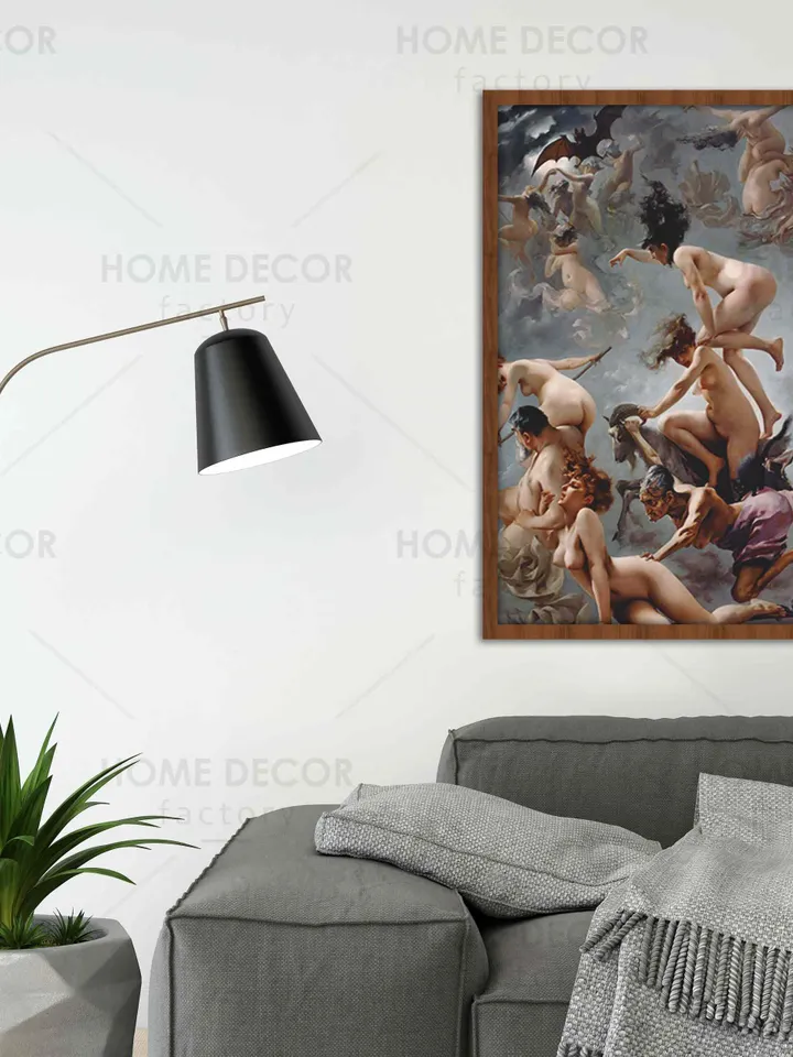 Frame Luis Ricardo Falero Witches Going to The Sabbath - 1878 canvas print Framing Fantasy Poster Figurative Modern floating frame Wall Art