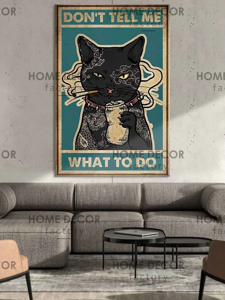Vintage Ad Cat Poster, Don't Tell Me What To Do, Angry Cat, Wall Art Poster Print, Black cat poster, Cat lovers gift, Ready To Hang, Art