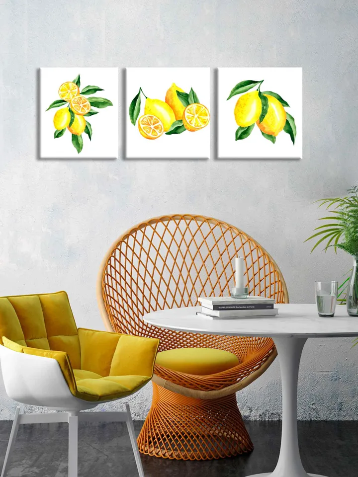 lemon print Kitchen wall art decor Lemons Illustrations print on canvas Fruit watercolor art Lemons dining room decor Citrus art