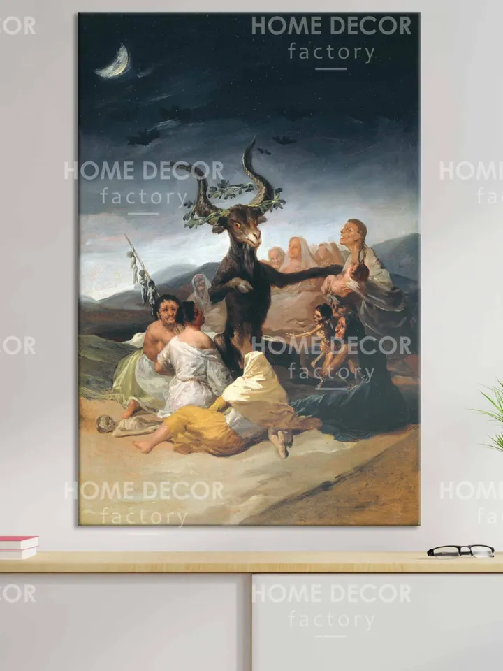 Witches Of Sabbath Francisco Goya Print Poster Dark art print, creepy demon old painting Francisco Goya reproduction macabre, vintage art