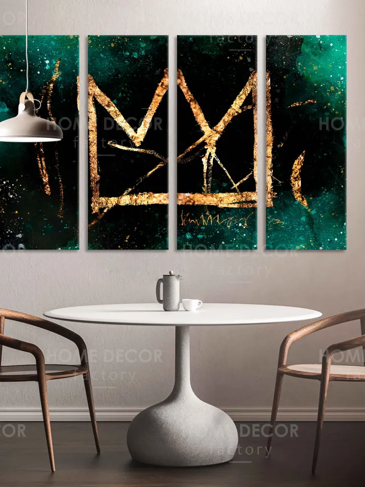 Jean Michel Crown Canvas King of Street wall Art Print Wall decor Jean Michel art print Gold crown print art Street graffity Modern wall art