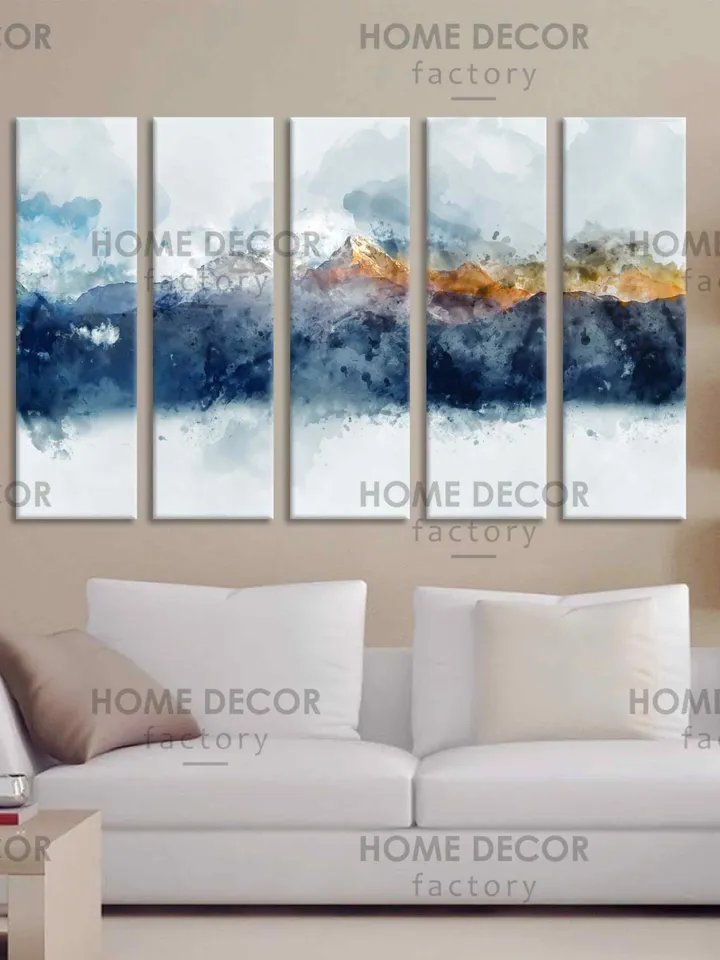 Blue Watercolour Mountains canvas print Mountains Abstract wall Art Navy blue Mountains Mountains Modern Decor Apartments watercolor print