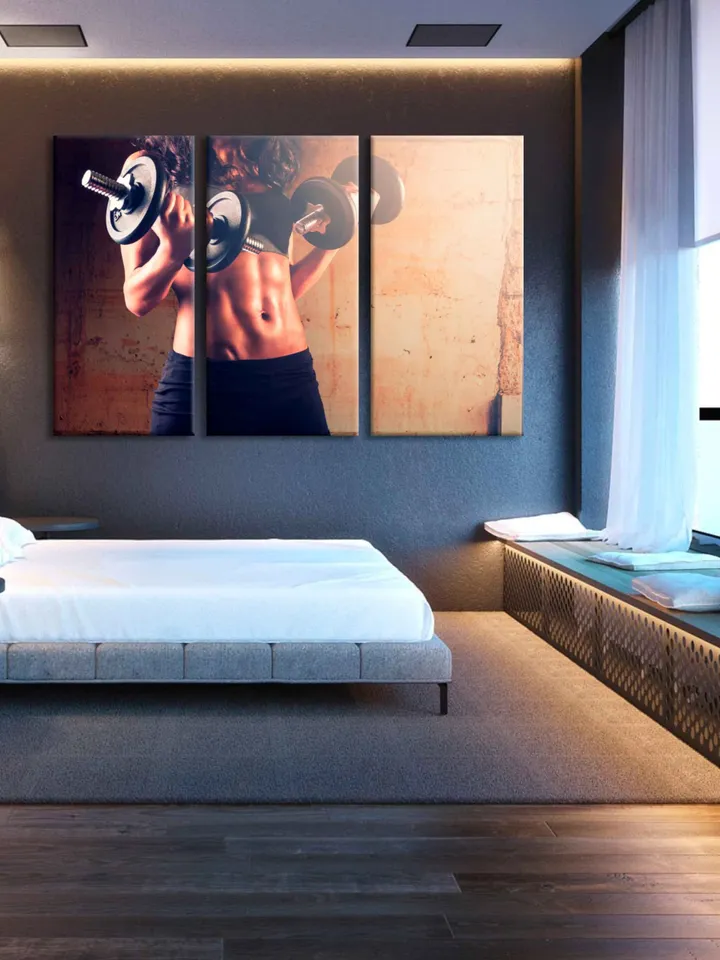 Motivational Fitness canvas print Sports Wall Decor Gym dumbbells wall art Motivation Art Fitness Wall decor woman body art Bodybuilding