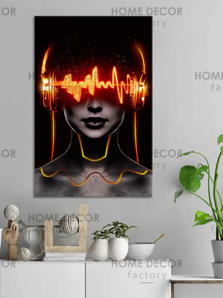 Cyberpunk Neon Girl Wall Art Gaming Print Video Game Art Beautiful Woman Canvas Print Neon Interior Wall Art Cyberpunk Art Graffiti Wall Art