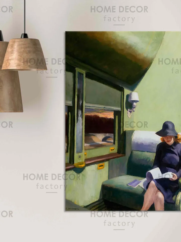 Edward Hopper Compartment C, Car 193 Canvas Print Reproduction Vintage Poster Retro Edward Hopper Painting print Hopper Compartment C Art