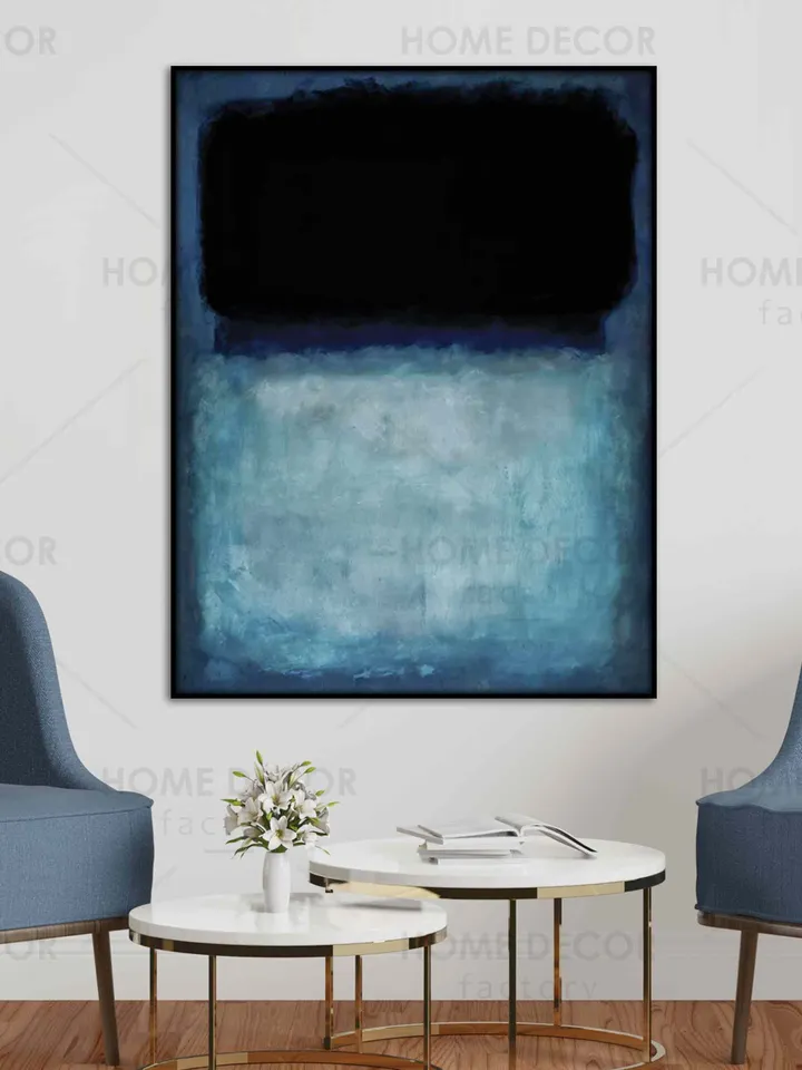 Mark Rothko Blue and Grey print 1962 Wall Art Framing Blue Dark Paintings canvas print Modern floating frame Wall Art American abstract Art