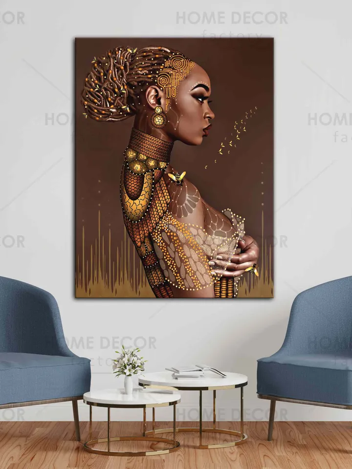 African Black Woman Modern Black African Woman Canvas Wall Art Black Girl Black poster Abstract African Girl Canvas African Art Wall Art