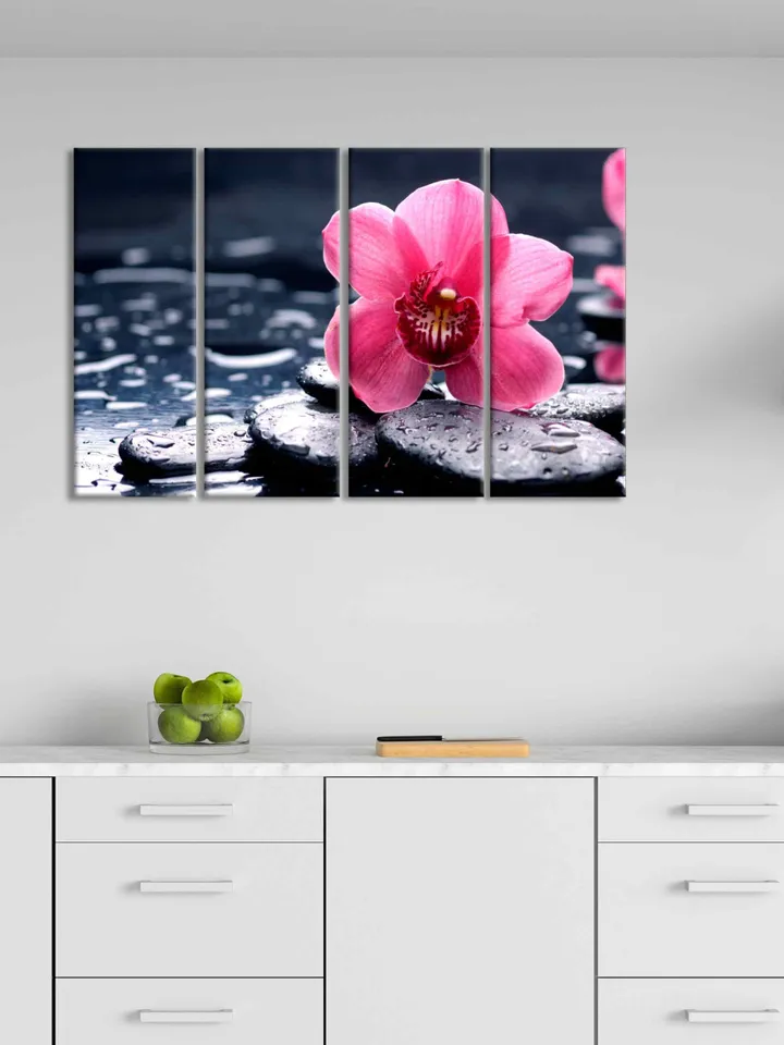 ORCHID WALL ART Zen Canvas Spa print Beauty Salon Decor Stones prints Orchid Canvas Art Floral Wall Print meditation art Yoga art botany art