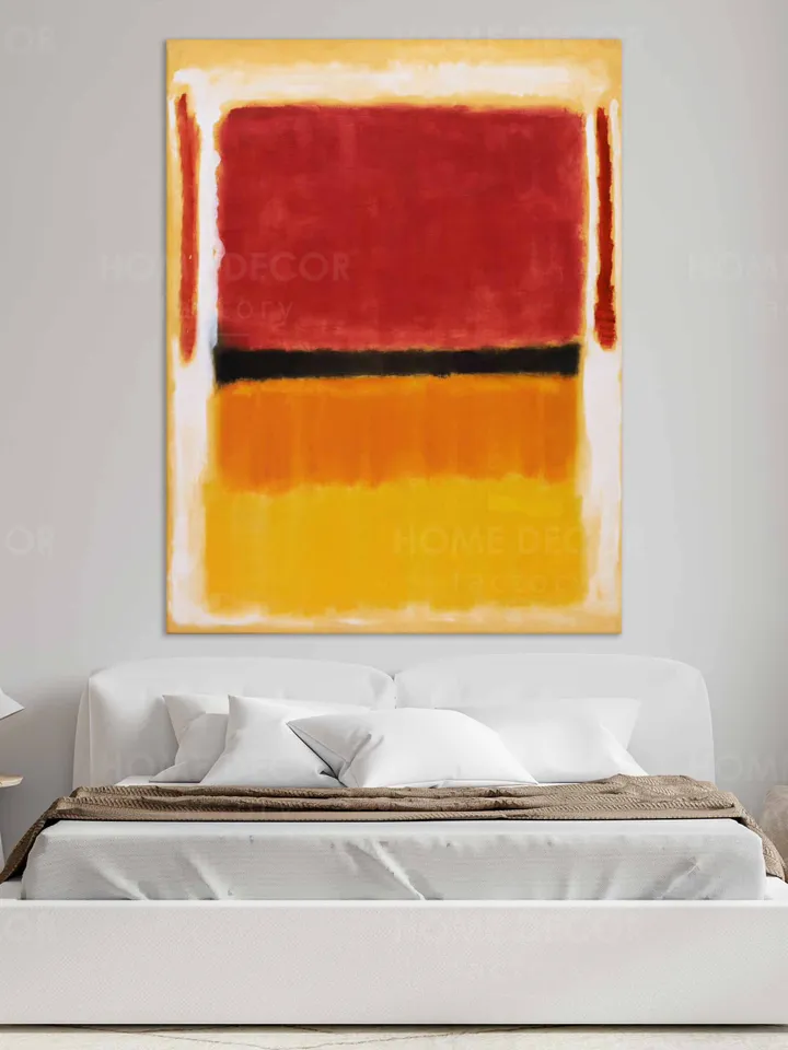 Floating frame Mark Rothko Black, Orange, Yellow, Red on white and red Paintings Abstract wall art Modern wall art Decor for Living Room