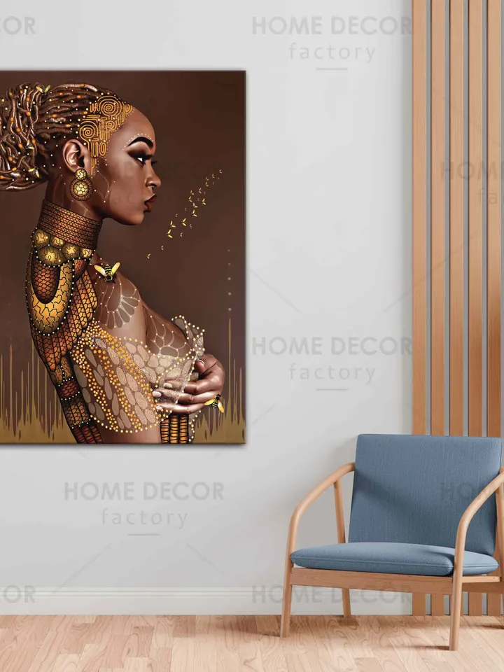 African Black Woman Modern Black African Woman Canvas Wall Art Black Girl Black poster Abstract African Girl Canvas African Art Wall Art