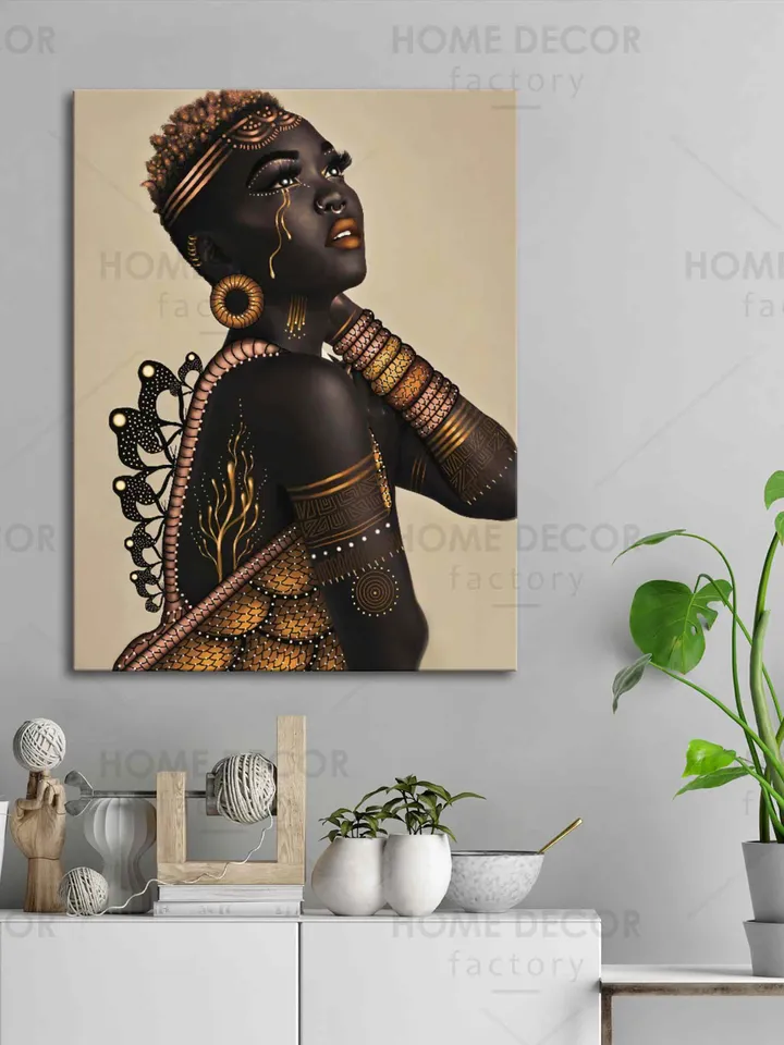 Afro Queen Wall art Modern Black African Woman Canvas Wall Art Black Girl Black poster Abstract African Girl Canvas African Art Wall Art