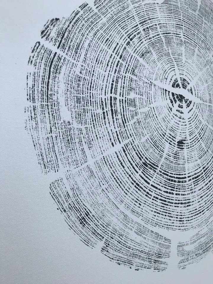 Printed by hand imprint with oil paints, real Tree Ring stamp, Nature Tree, Wood art, Tree ring print on canvas, Tree wall art, gift for she