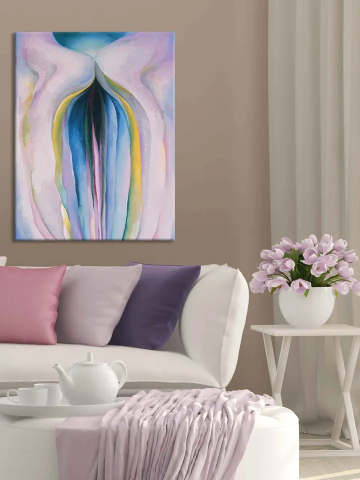 Georgia Okeeffe print Erotic flower Yoni art Erotic print Vulva art print Female decor Floral female Fine Art reprint Botanica art pink iris