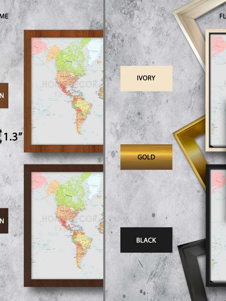 Personalized Modern Detailed Political World Map Wall Art, World Map Canvas print Travel Gift Rustic Travel Map, countries map of the world