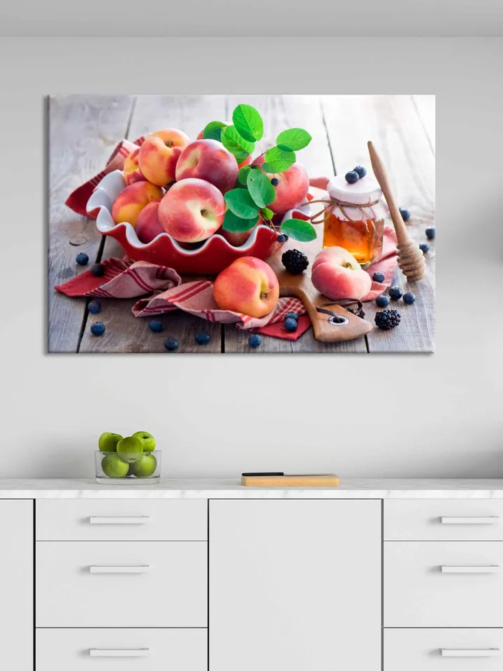 Tropical Fruits wall art Peaches wall decor Dining Room Home wall decor Print Set for Kitchen Decor Cafe Shop art Decor Fruits Kitchen Decor