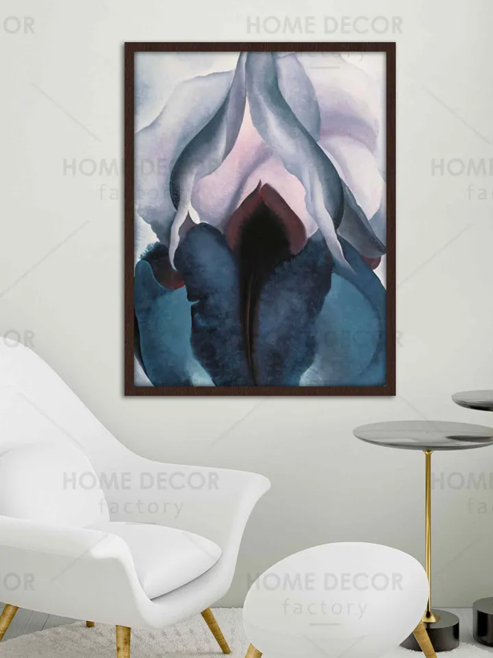 Modern floating frame Georgia Okeeffe print Erotic flower Yoni art Erotic print Vulva art print Female decor Floral female Fine Art reprint