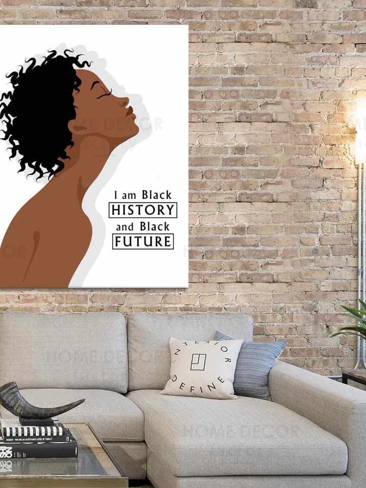 Afro Girl  I Am Black woman History Canvas Wall Art Black Girl Black poster Quote Feminism Poster African American Woman Portrait Poster
