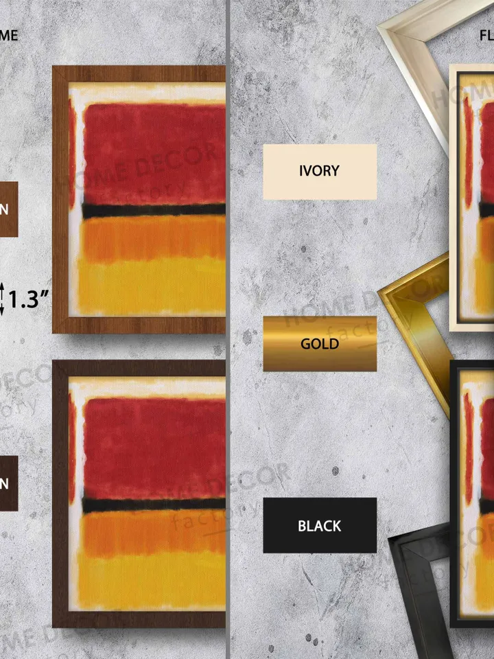 Floating frame Mark Rothko Black, Orange, Yellow, Red on white and red Paintings Abstract wall art Modern wall art Decor for Living Room