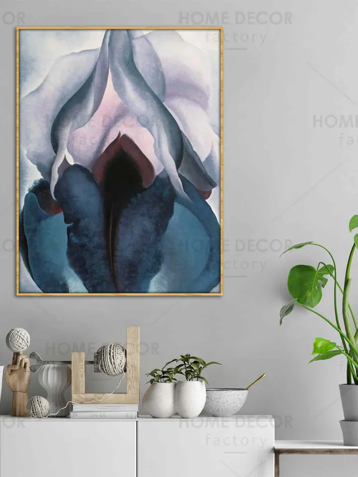 Modern floating frame Georgia Okeeffe print Erotic flower Yoni art Erotic print Vulva art print Female decor Floral female Fine Art reprint