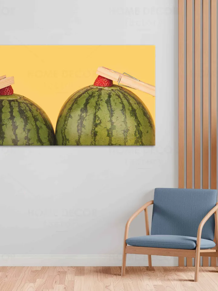 Bright Watermelon canvas print art, Fruit Art Print, erotic fruits, erotic Watermelon, funny fruit wall art, funny picture watermelon boobs